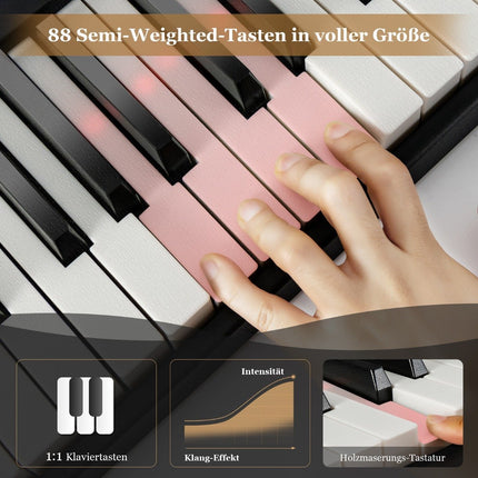 Skládací keyboard s 88 podsvícenými klávesami, digitální piano, černá