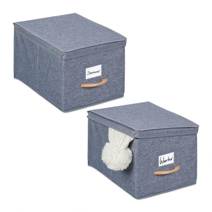 Skládací látkové úložné boxy s víkem, sada 2 ks