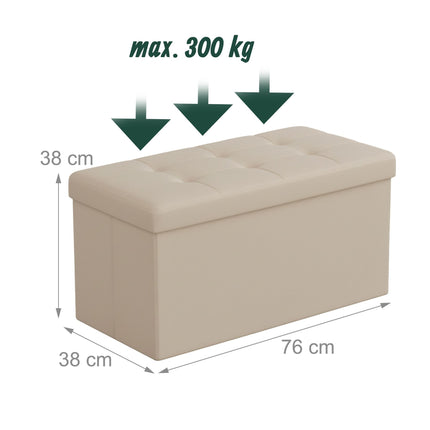 Foldable Faux Leather Storage Bench – Seats Two