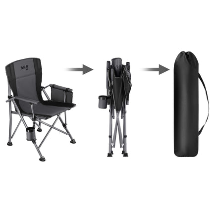 Foldable Fishing Chair With Cup Holder, 3 Pockets, Bag