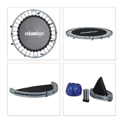 Skládací fitness trampolína, modro-černá, pokojová trampolína na cvičení