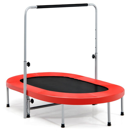 Skládací fitness trampolína s nastavitelným madlem, červená, nosnost 150kg