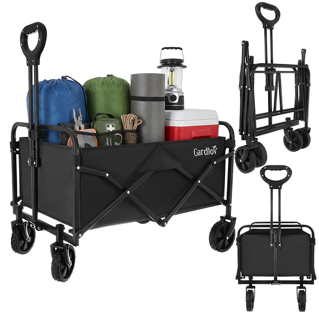 Opvouwbare tuinkar, 90 liter inhoud, 100 kg draagvermogen, 4 wielen