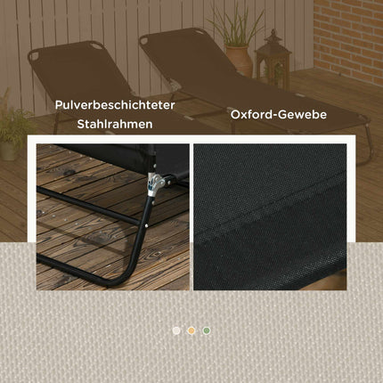 Sada skládacích zahradních lehátek, polohovací opěrka