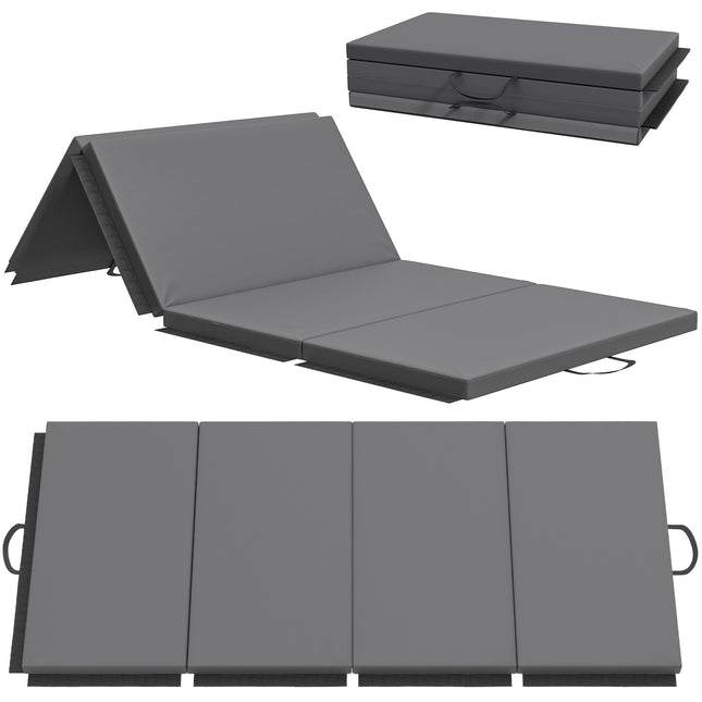 Foldable Gym Mat With Handles, Gray, 180 x 80 x 5 cm