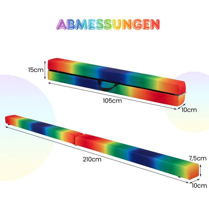 Foldable Gymnastics Balance Beam, 210cm, Suede Finish