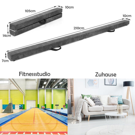 Skládací gymnastická kladina, 210cm, povrch imitace semiše