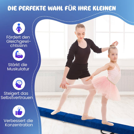 Skládací gymnastická kladina pro děti, 270 cm, modrá