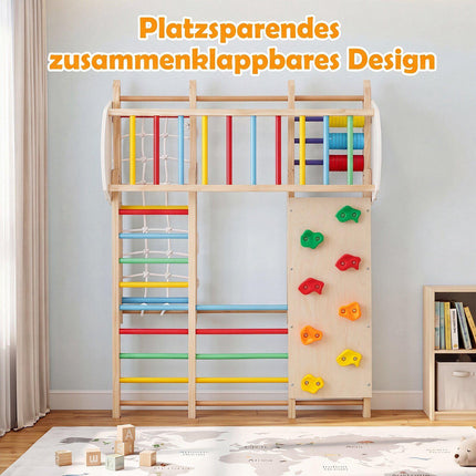 Foldable Indoor Jungle Gym for Kids with Swing & Monkey Bars