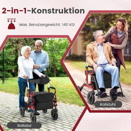 Skládací lehké chodítko s nafukovacími koly a sedátkem