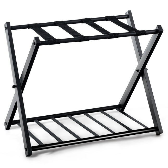Opvouwbare bagagedrager met metalen planken, zwart