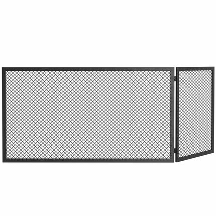 Foldable Metal Fireplace Screen, 141x50cm, Black