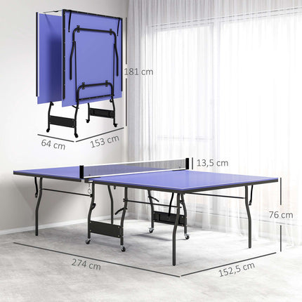 Foldable Mid-Size Table Tennis Table with Net & Balls