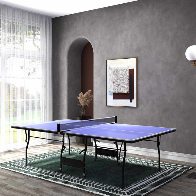 Foldable Mid-Size Table Tennis Table with Net & Balls