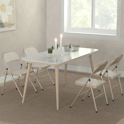 Foldable Padded Chairs, Set of 4 – Steel Frame, Beige