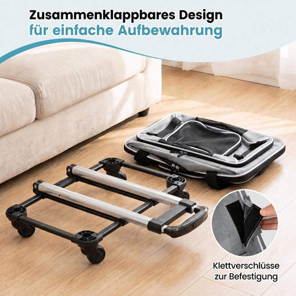 Foldable Pet Carrier with Wheels, Airline Approved, Grey