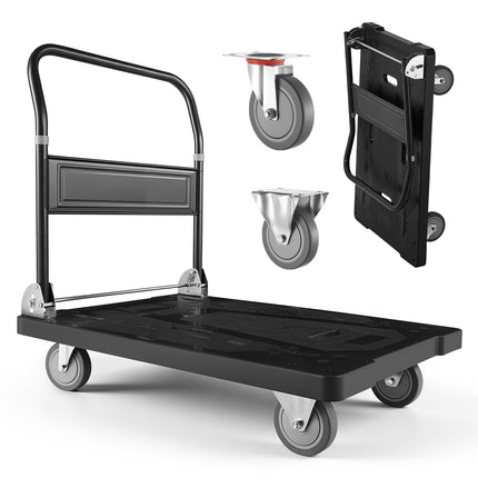 Foldable Platform Truck, 1000 lb, 5-In Swivel Wheels