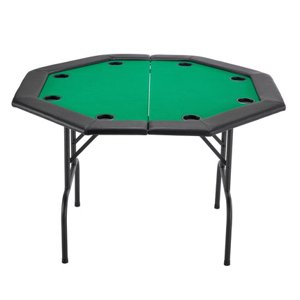 Foldable Poker Table, 8-Player Octagonal, 8 Cup Holders