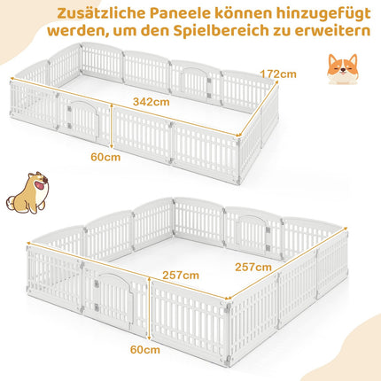 Skládací ohrádka pro štěňata s uzamykatelnými dvířky, 6 panelů