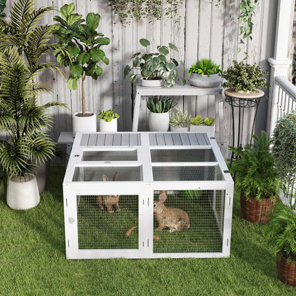 Foldable Rabbit Hutch, Indoor/Outdoor, Light Grey Wood