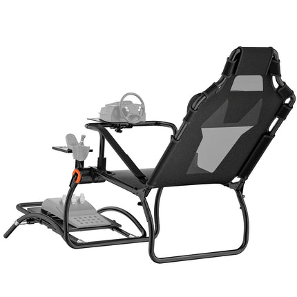 Foldable Racing Wheel Stand with Seat, Carbon Steel Frame, Adjustable Pedals