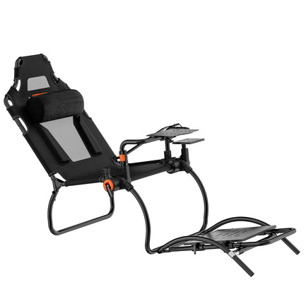 Foldable Racing Wheel Stand with Seat, Carbon Steel Frame, Adjustable Pedals