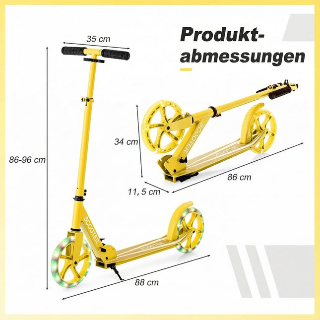 Klapproller mit 110 kg Tragkraft, 2 LED-Rädern, Höhenverstellbar