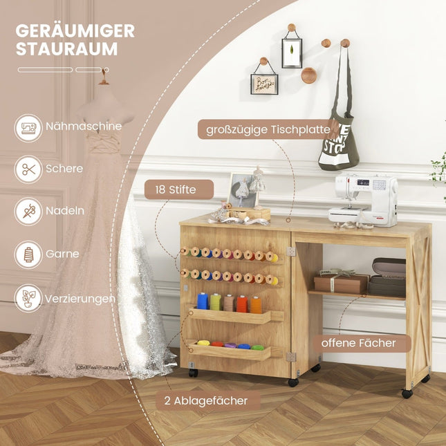 Opvouwbare naai- en knutseltafel met opbergplanken