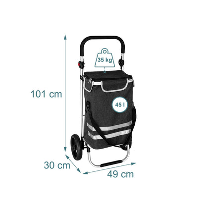 Skládací nákupní vozík, objem 45L, chladicí taška