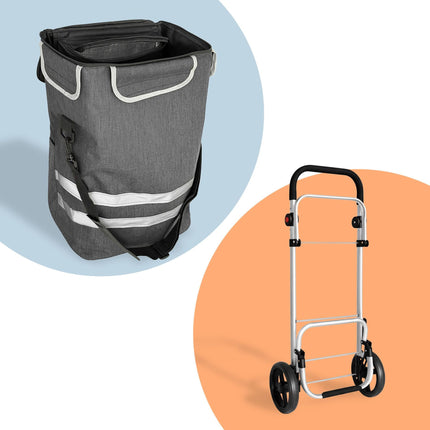 Skládací nákupní vozík, 45L, chladicí taška, nosnost 35kg