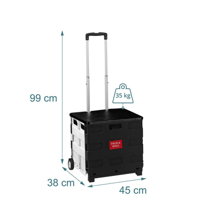 Skládací nákupní vozík, objem 50L, bílá