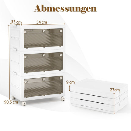 Skládací úložný box s víkem, 126L/168L, kolečka