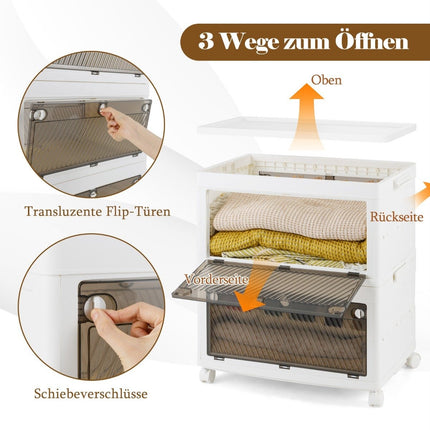 Skládací úložný box s víkem, 126L/168L, kolečka