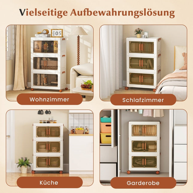 Faltbare Aufbewahrungsbox mit Deckel, Rollen, 156L Fassungsvermögen