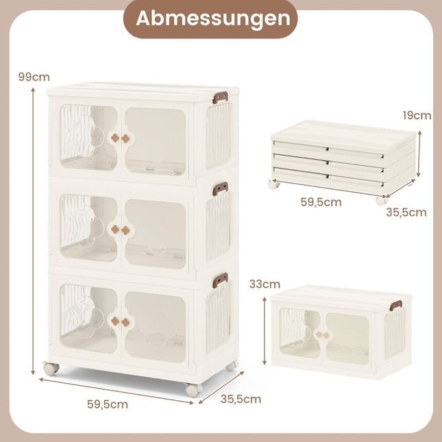 Faltbare Aufbewahrungsbox mit Deckel, Rollen, 159L Fassungsvermögen