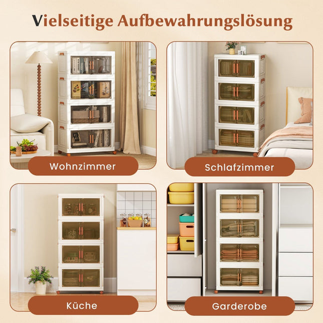 Faltbare Aufbewahrungsbox mit Rollen, Magnettüren, 280L Fassungsvermögen
