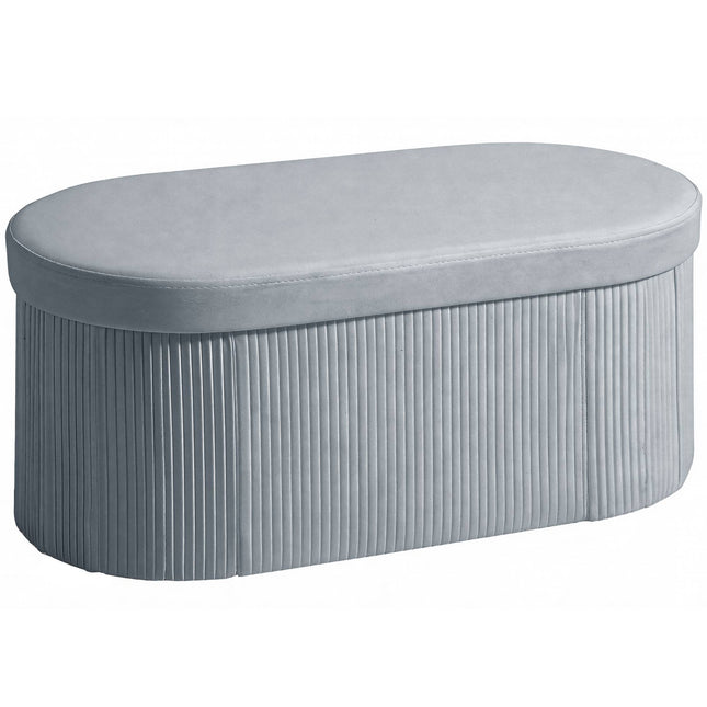 Opvouwbare opbergpoef/bank, donkergrijs fluweel, 76x38x35 cm