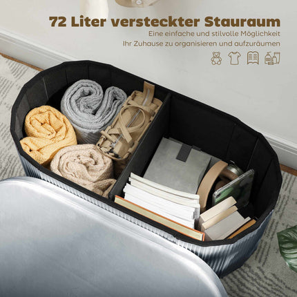 Foldable Storage Ottoman Bench, Dark Grey Velvet, 76x38x35 cm