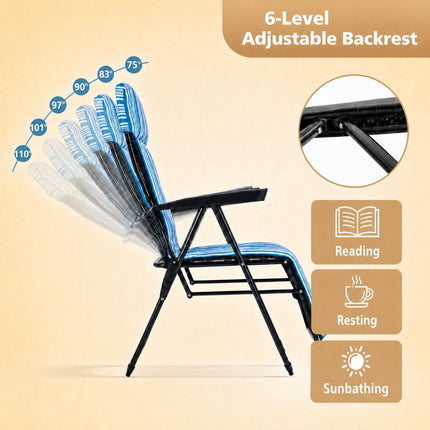 Foldable Sun Lounger with Adjustable Backrest & Cushion
