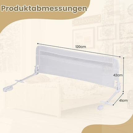 Skládací zábrana na postel pro batolata, 120 cm, snímatelný potah
