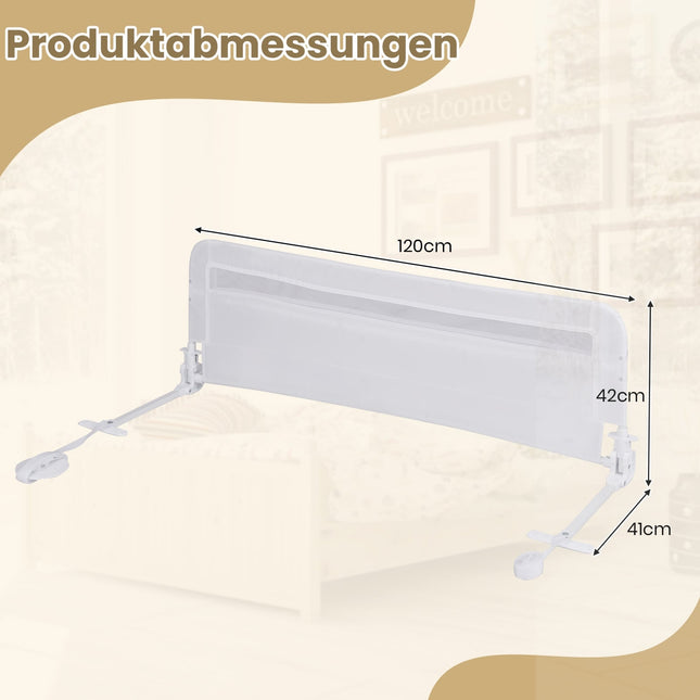 Skládací zábrana na postel pro batolata, 120 cm, snímatelný potah