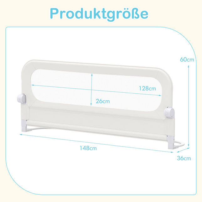 Foldable Toddler Bed Rail with Removable Cover, 148 cm