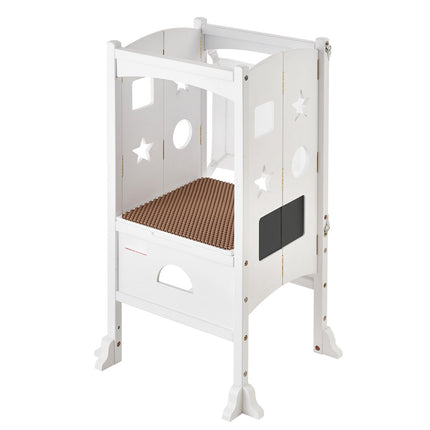 Foldable Toddler Learning Tower, 3-Level, 125 lb, White