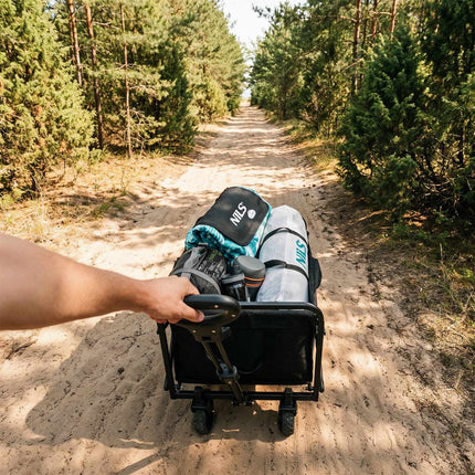 Skládací turistický vozík, černá, objem 70L, tkanina 600D