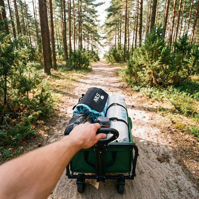 Skládací turistický vozík, objem 70L, zelená