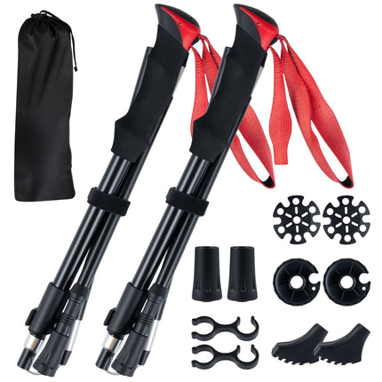 Foldable Trekking Poles, Quick Lock, 115-130 cm, Red