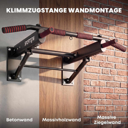 Foldable Wall-Mounted Pull-Up Bar, Non-Slip Foam Grips, Black