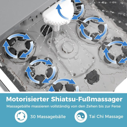 Skládací masážní lázeň na nohy se sprchou, časovač 60min, 30 shiatsu masážních kuliček, ohřev 35-48°C