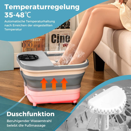 Skládací masážní lázeň na nohy se sprchou, časovač 60min, 30 shiatsu masážních kuliček, ohřev 35-48°C