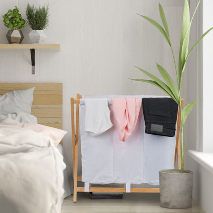 Opvouwbare wasmand met 3 compartimenten